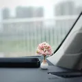 Elegant miniature cherry blossom tree ornament on a car dashboard for interior decoration - Hibiscus Tree / White