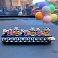 Close-up of cute panda temporary car parking card with colorful balloons on dashboard - Set of 6 Blessing Pandas with Macaron Balloons / Black