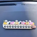Cute panda temporary car parking phone number plate decoration for interior dashboard - Patch Type Set of 6 Blessing Pandas / Beige