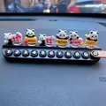 Close-up of cute panda car temporary parking phone number plate for dashboard decor - Set of 6 Blessing Pandas / Black