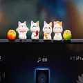 Cute lucky cat miniature figurines set for car dashboard interior decoration ornament - Cat with Tangerine and Fortune Accessories Set