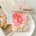 Detailed view of resin cherry blossom flower charms with adhesive dots for DIY craft - Small Cherry Blossom Traceless Style / 12 Pieces/Pack (With Card)