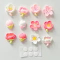Detailed view of assorted resin cherry blossom charms with adhesive dots for DIY crafts - Small Cherry Blossom Traceless Style / 12 Pieces/Pack (Without Card)