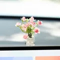 Healing pink simulation flower vase ornament for car interior dashboard center console - With Traceless Glue / Pink Peach Blossoms
