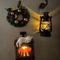 Mini aimants de frigo couronne de Noël et lanterne décorative avec une lueur festive chaleureuse - Chat Cheminée + Lampe à Pétrole + Couronne