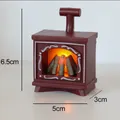 Ornement miniature de cheminée rouge pour Noël avec lumière LED chaude 6,5x5x3cm - Aimant Frigo Cheminée Rouge Rétro