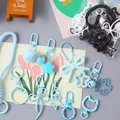 Χαριτωμένο σετ αξεσουάρ DIY μπρελόκ σε γαλάζιο χρώμα με φιόγκους και γούρια με αστέρια - Πολύχρωμο Μενταγιόν Τσάντας / Πακέτο 10 Τεμαχίων / Μπλε