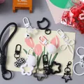 DIY keychain accessories with black and white star charms and fluffy pom poms - Colorful Bag Pendant / 10 Pieces/Pack / Black
