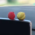 Simulation fruit car ornaments in red and green resin for creative vehicle interior decor - Litchi and Durian Combo / 2 Pcs/Set