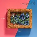 Detailed view of 3D resin Van Gogh Irises magnet in ornate gold frame, size 7.3x5.7cm. - Iris