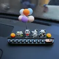 Creative panda themed car temporary parking phone number plate with colorful balloons decor - 4 Kung Fu Pandas with Balloons / Black