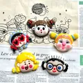 Close-up of diverse cute cartoon girl face resin flatback charms for DIY crafts and accessories - Random Mixed Styles