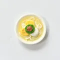 Detaillierte Makroansicht eines 3D-Miniatur-Ramen-Schüssel-Simulations-Kühlschrankmagneten - Eiernudeln Stil