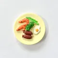 Close-up macro detail of 3D realistic breakfast plate food themed refrigerator magnet - Healthy Fitness Meal Style