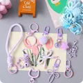 Cute purple DIY keychain accessory set with charms for school bags and backpacks - Colorful Bag Pendant / 10 Pieces/Pack / Purple
