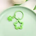 Cute light green hollow star keychain charm in ins style for bags and key decoration - Solid Hollow Star and Jelly Star / 3cm Ring / Green
