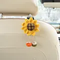 Handmade fabric sunflower car seat back hook decorative hanger for vehicle storage - Pumpkin Sunflower (Black Hook)