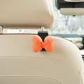 Puffy orange bow car seat back hook for cute interior decoration and organization - Orange Bowknot (Black Hook)