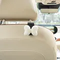 Elegant white bow car seat back hook for interior organization and storage - White Bowknot (Black Hook)