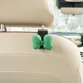 Cute green textured fabric bow car seat back hook for interior storage and decor - Green Bowknot (Black Hook)