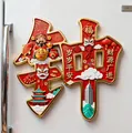 Magnete da frigorifero decorativo in metallo 3D con cognome cinese Zhong in rosso e oro - Campana