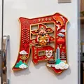 Calamita da frigo cognome cinese Zhou con motivi festivi tradizionali rosso e oro - Cognome Zhou