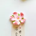 Pink floral refrigerator magnet in peach blossom design for whiteboards and photos - Blooming Flower / 6x4.7cm