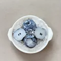 Primo piano di calamita da frigo in resina 3D con gelatina di mirtilli e ghiaccio - Pera Ghiacciata Surgelata