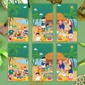 Sobres festivos verdes con ilustraciones de celebraciones familiares malayas - Estilo H1025 / Juego de 6