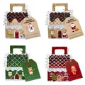 Set aus weihnachtlichen Süßigkeitenschachteln im Lebkuchenhaus-Design mit Anhängern - S861 Weihnachtshaus-Stil / 24er Set