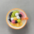 Dettaglio di calamita per frigo in resina 3D a forma di ciotola di dessert con boba - Ciotola Arancione