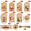 Juego de etiquetas de regalo de Navidad de papel kraft con cuerda y medidas detalladas - Estilo SD6009 / 50 Unidades/Paquete (Incluyendo 50 Cuerdas de Cáñamo)