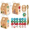 Festliches Weihnachts-Lebkuchenhaus-Süßigkeitenschachtel-Set mit Aufklebern und Schnur - S708 Weihnachtshaus-Stil / 24er Set