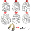 24er-Set Weihnachts-Lebkuchenhaus-Süßigkeitenschachteln zum Basteln mit Maßen - SD6007 Graffiti House Style / 24er Set