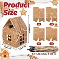 Set of 24 Christmas kraft paper gingerbread house candy gift boxes with ropes included. - Gingerbread House Shape / Pack of 24 / DD4046#