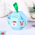 Caja de regalo de Navidad azul claro con diseños de Papá Noel y renos, papel kraft - Azul (S510) / 8x8x8cm