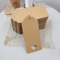 Vintage Kraftpapier Ohrringkarten mit Herzausschnitt für Schmuck Display Geschenkanhänger - Karten Mit Hanfseil (S792) / 100 Stück (Mit 20m Seil)
