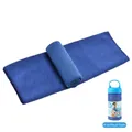 Serviette rafraîchissante bleue et respirante dans sa bouteille de rangement à large goulot - 1 Pièce (30*100CM) / Bleu saphir