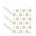 Pila de 10 hojas de pegatinas de pared con patrón de hojas grises y puntos amarillos - 10 Hojas/Paquete (22*30cm) / Patrón de Flores Pequeñas (HY-130)