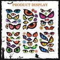 Gedetailleerde close-up van zes vellen met diverse enge Halloween oogstickers voor decoratie - HY-140 Oog Stijl / Set van 6 Vellen (22*30cm)