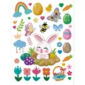 Colorful Easter bunny and eggs self-adhesive window wall stickers - Rabbit in Nest Style (HY-128A) / 1 Piece