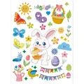 Vibrant Easter bunny and egg sticker sheet for festive window and wall home decoration - Rabbit with Flowers Style (HY-128B) / 1 Piece