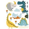 Adorable cartoon dinosaur wall stickers for kids room featuring T-Rex and Triceratops. - Dinosaur Style A (HY-119A) / 26*32cm Single Sheet