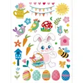 Colorful Easter bunny and eggs wall decal sheet for festive home window decoration - Rabbit with Basket Style (HY-128C) / 1 Piece
