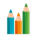 Colorful textured pencil wall stickers for kindergarten and school classroom wall decoration - Cyan Orange And Green Pencil Style (HY-149C) / 22x30cm