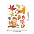 Herbstliche Cartoon-Tier-Fensteraufkleber statisch 22x30cm für Glasdekoration - Cartoon Eule und Fuchs (A300)