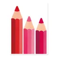 Decorative pink and red pencil wall stickers for nursery and classroom decor. - Red And Pink Pencil Style (HY-149E)