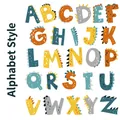 Colorful cartoon dinosaur alphabet letter wall stickers for nursery and kids room decor - Alphabet Style (HY-119E) / 26*32cm Single Sheet