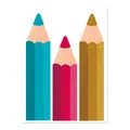 Vibrant colorful pencil wall stickers for classroom and kindergarten wall decoration - Blue Pink And Brown Pencil Style (HY-149H)