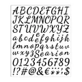 Close-up of elegant script alphabet and number sticker sheet for DIY craft decoration. - Black Handwriting (A387) / 1 Sheet